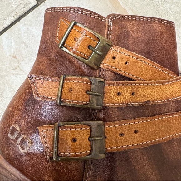 Bed Stu Begin Boots Women Cognac Dip Dye Leather Buckle Cobbler Ankle Boho Sz - Picture 9 of 17